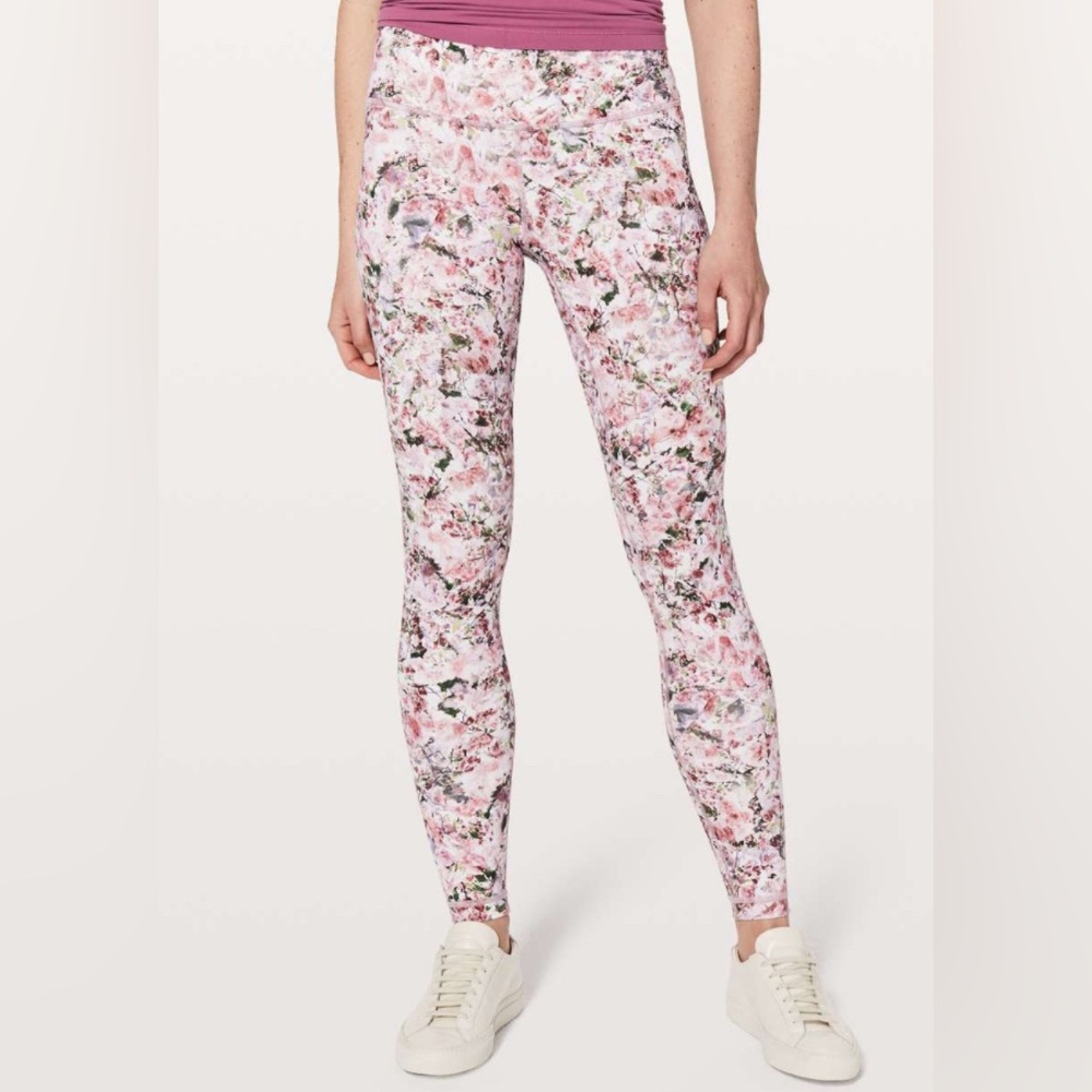 lululemon athletica Pink Floral Allover Print Leggings